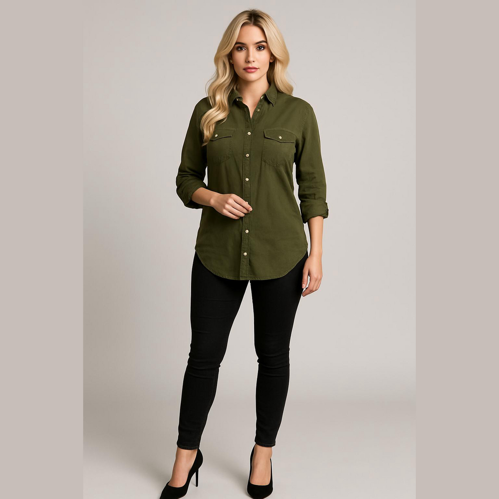 Athleta Women's Olive Button Down Shirt